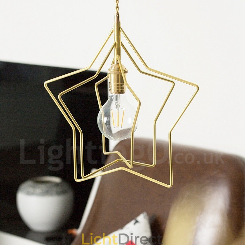 Moderne, eigentijdse 1-lichts messing hanglamp met kap