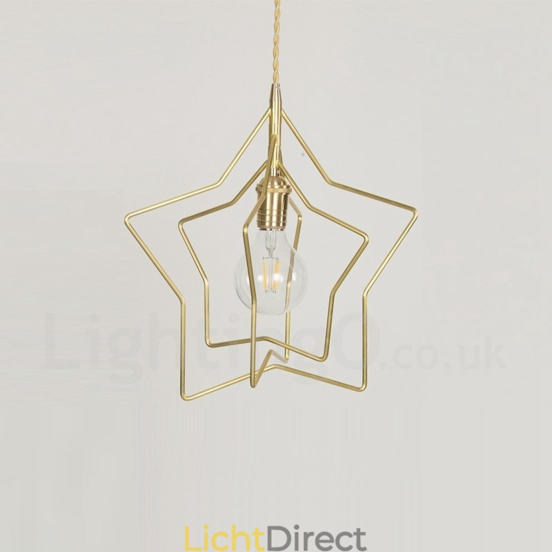 Moderne, eigentijdse 1-lichts messing hanglamp met kap