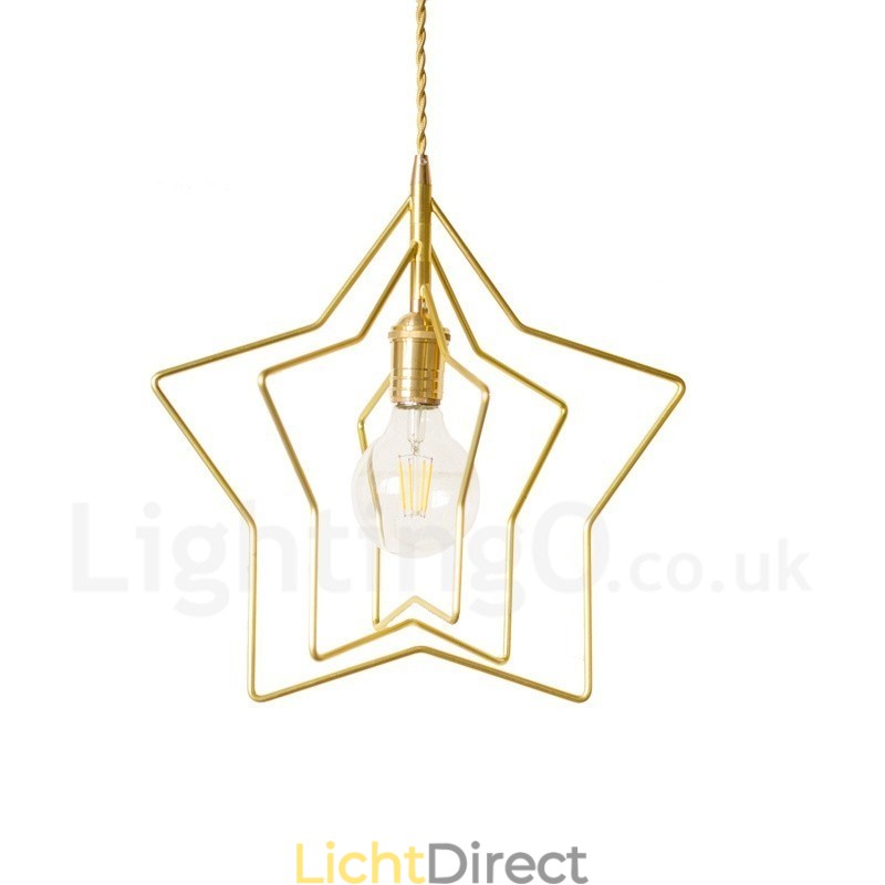 Moderne, eigentijdse 1-lichts messing hanglamp met kap