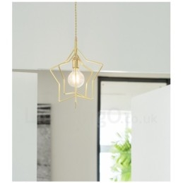 Moderne, eigentijdse 1-lichts messing hanglamp met kap