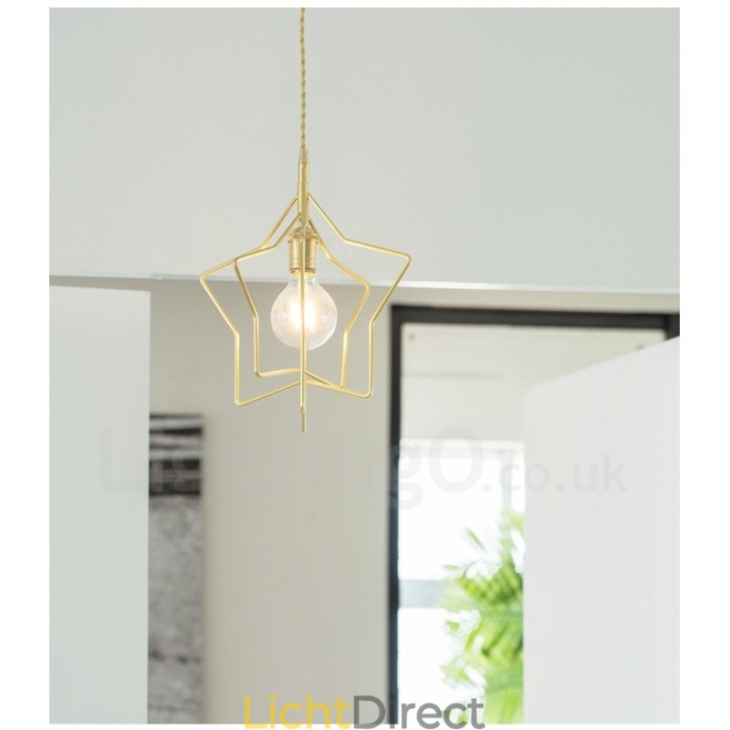 Moderne, eigentijdse 1-lichts messing hanglamp met kap