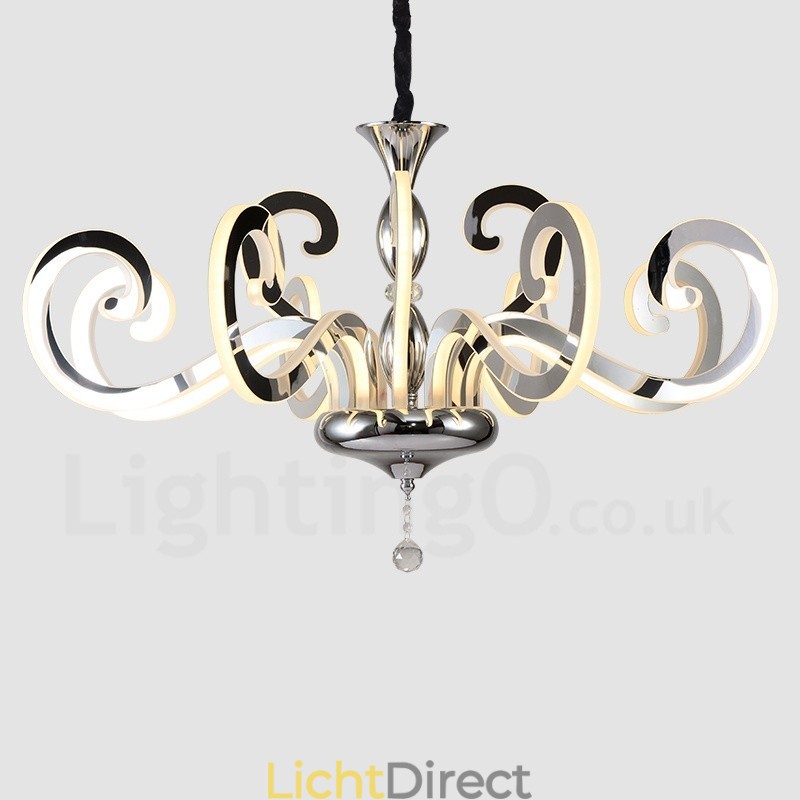 Moderne eigentijdse 12-lichts stalen kroonluchter met acryl kap