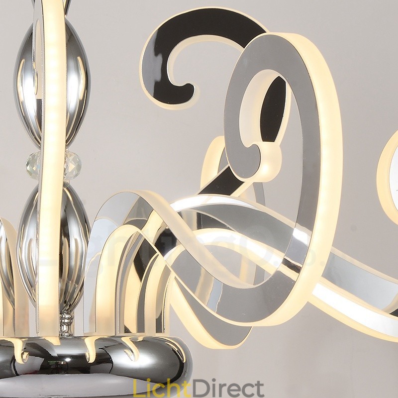 Moderne eigentijdse 12-lichts stalen kroonluchter met acryl kap