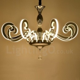 Moderne eigentijdse 12-lichts stalen kroonluchter met acryl kap