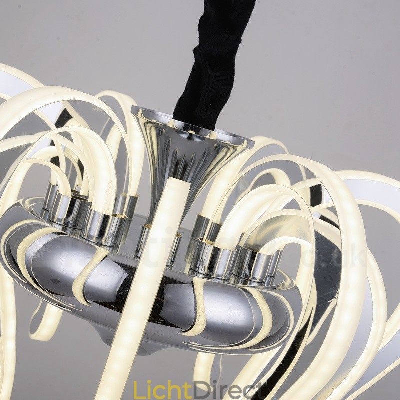 Moderne eigentijdse 20-lichts stalen kroonluchter met acryl kap