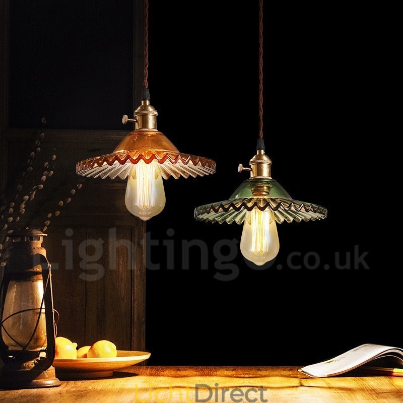 Rustieke Lodge Retro 1-lichts stalen hanglamp met glazen kap