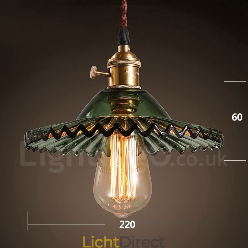 Rustieke Lodge Retro 1-lichts stalen hanglamp met glazen kap