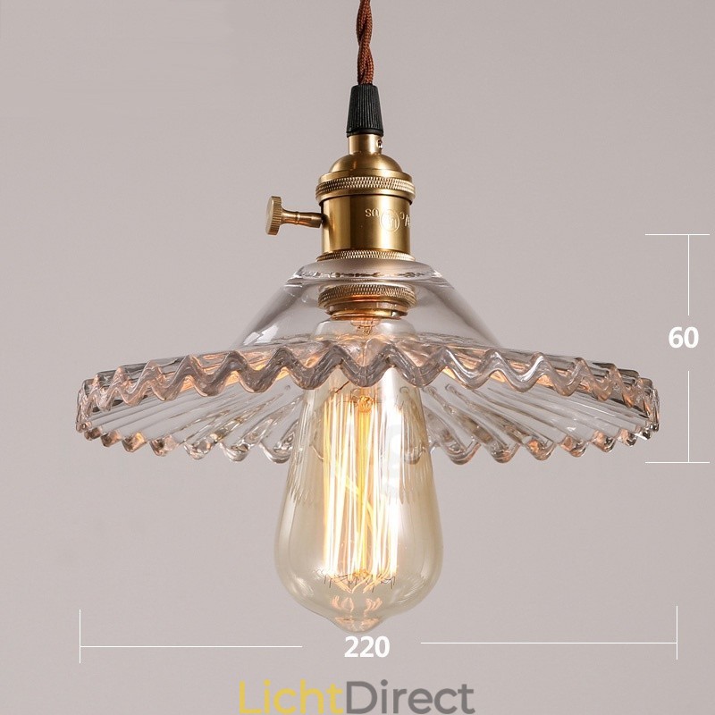 Rustieke Lodge Retro 1-lichts stalen hanglamp met glazen kap