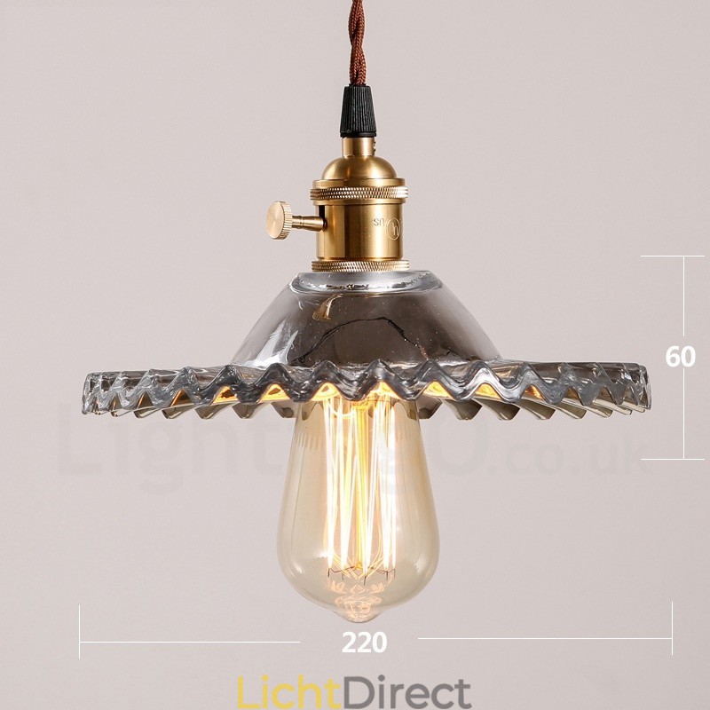 Rustieke Lodge Retro 1-lichts stalen hanglamp met glazen kap
