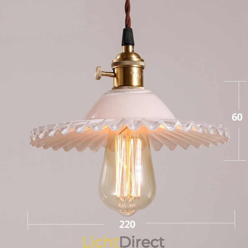 Rustieke Lodge Retro 1-lichts stalen hanglamp met glazen kap