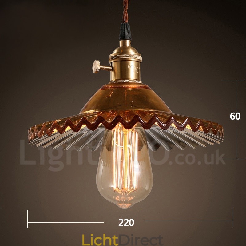 Rustieke Lodge Retro 1-lichts stalen hanglamp met glazen kap