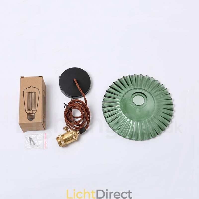 Rustieke Lodge Retro 1-lichts stalen hanglamp met glazen kap