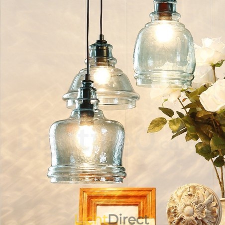 Moderne, eigentijdse hanglamp van staal met 1 licht en glazen kap Moderne, eigentijdse hanglamp van staal met 1 licht en glazen kap