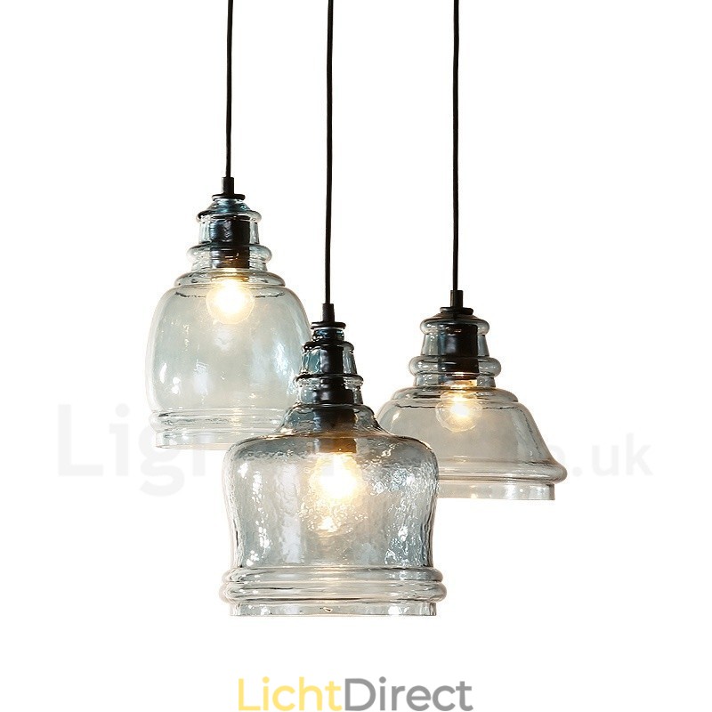 Moderne, eigentijdse hanglamp van staal met 1 licht en glazen kap