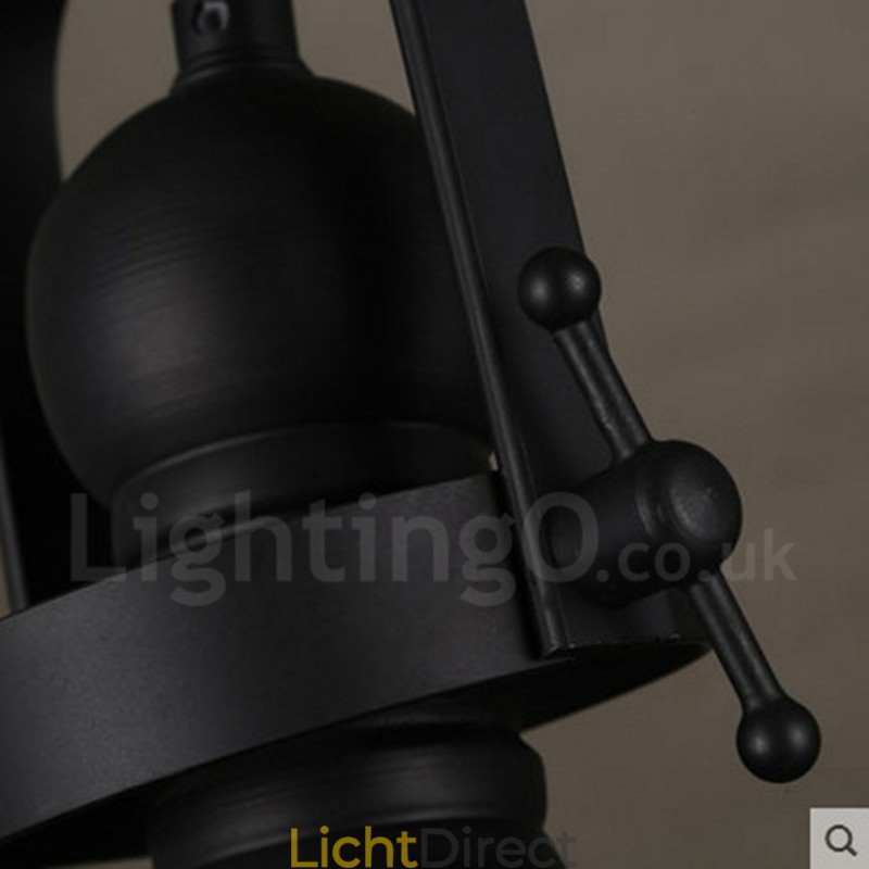 Retro 1-lichts stalen hanglamp met glazen kap