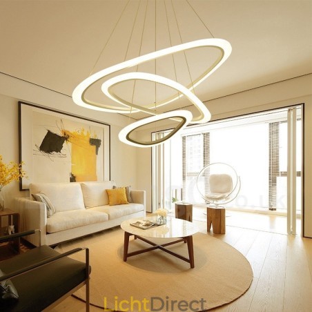 Dimbaar met afstandsbediening Moderne eigentijdse 3-lichts aluminiumlegering hanglamp met acryl kap Dimbaar met afstandsbediening Moderne eigentijdse 3-lichts aluminiumlegering hanglamp met acryl kap