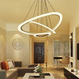 Dimbaar met afstandsbediening Moderne eigentijdse 3-lichts aluminiumlegering hanglamp met acryl kap