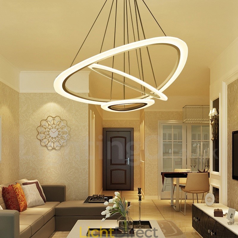 Dimbaar met afstandsbediening Moderne eigentijdse 3-lichts aluminiumlegering hanglamp met acryl kap