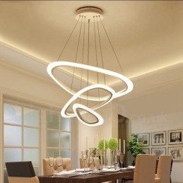 Dimbaar met afstandsbediening Moderne eigentijdse 3-lichts aluminiumlegering hanglamp met acryl kap