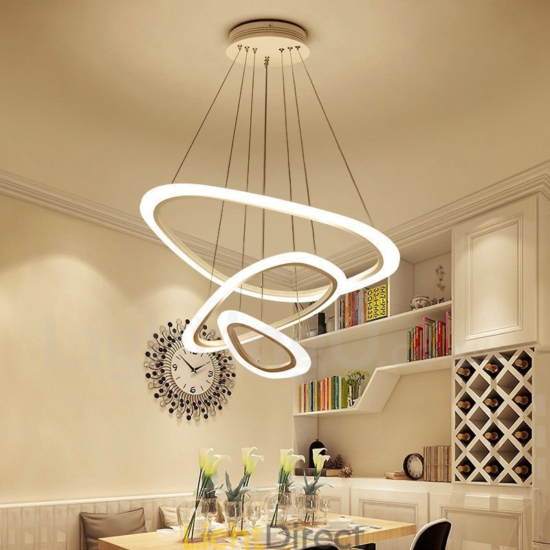 Dimbaar met afstandsbediening Moderne eigentijdse 3-lichts aluminiumlegering hanglamp met acryl kap