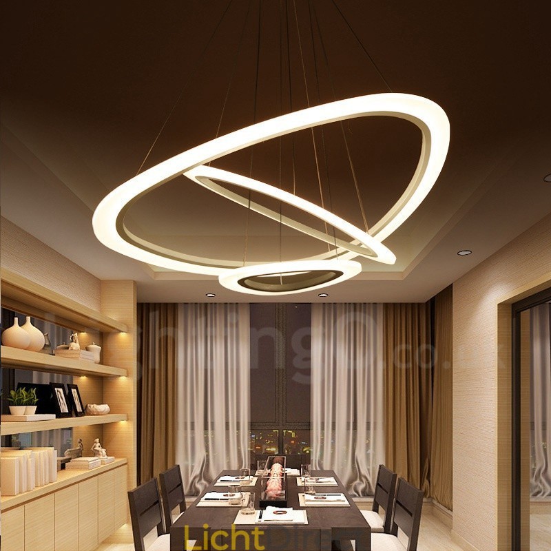 Dimbaar met afstandsbediening Moderne eigentijdse 3-lichts aluminiumlegering hanglamp met acryl kap