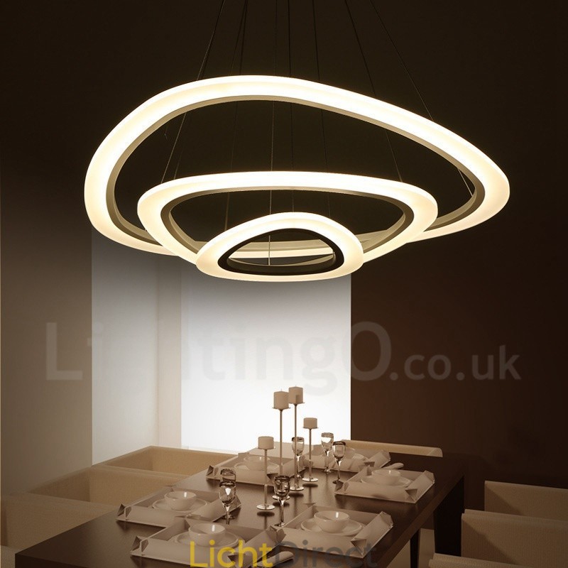 Dimbaar met afstandsbediening Moderne eigentijdse 3-lichts aluminiumlegering hanglamp met acryl kap