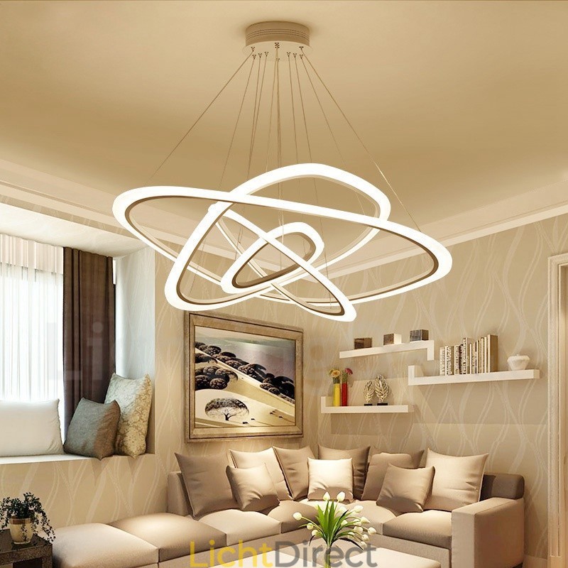 Dimbaar met afstandsbediening Moderne eigentijdse 4-lichts aluminiumlegering hanglamp met acryl kap