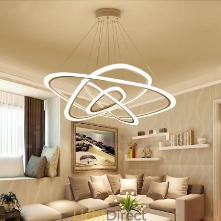 Dimbaar met afstandsbediening Moderne eigentijdse 4-lichts aluminiumlegering hanglamp met acryl kap Dimbaar met afstandsbediening Moderne eigentijdse 4-lichts aluminiumlegering hanglamp met acryl kap