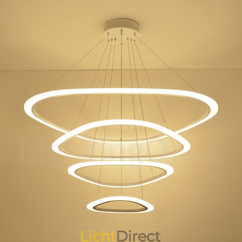 Dimbaar met afstandsbediening Moderne eigentijdse 4-lichts aluminiumlegering hanglamp met acryl kap