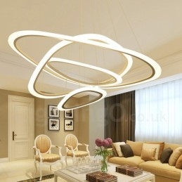 Dimbaar met afstandsbediening Moderne eigentijdse 4-lichts aluminiumlegering hanglamp met acryl kap