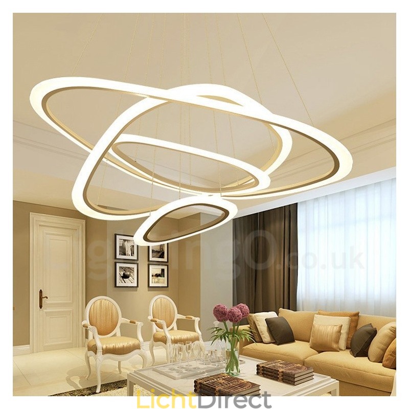 Dimbaar met afstandsbediening Moderne eigentijdse 4-lichts aluminiumlegering hanglamp met acryl kap