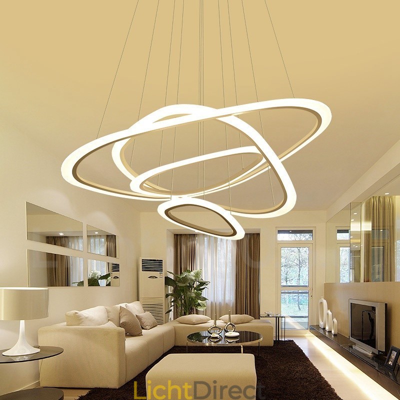 Dimbaar met afstandsbediening Moderne eigentijdse 4-lichts aluminiumlegering hanglamp met acryl kap