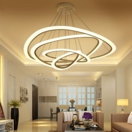 Dimbaar met afstandsbediening Moderne eigentijdse 4-lichts aluminiumlegering hanglamp met acryl kap