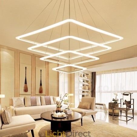 Moderne, eigentijdse hanglamp van aluminiumlegering met 4 lampen en acryl kap Moderne, eigentijdse hanglamp van aluminiumlegering met 4 lampen en acryl kap