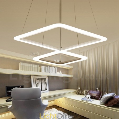 Moderne, eigentijdse hanglamp van 2 lampen van aluminiumlegering met acrylkap Moderne, eigentijdse hanglamp van 2 lampen van aluminiumlegering met acrylkap