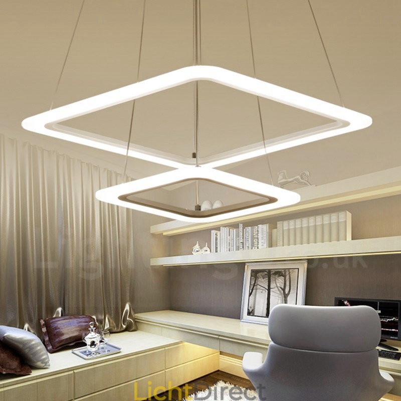 Moderne, eigentijdse hanglamp van 2 lampen van aluminiumlegering met acrylkap