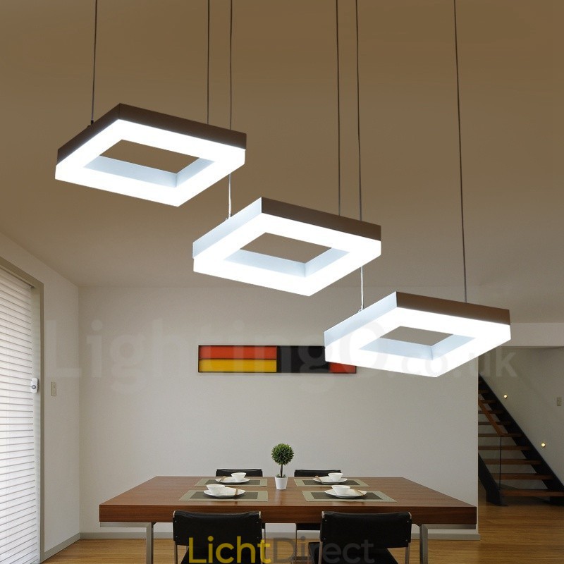 Moderne, eigentijdse hanglamp van aluminiumlegering met 3 lampen en acryl kap