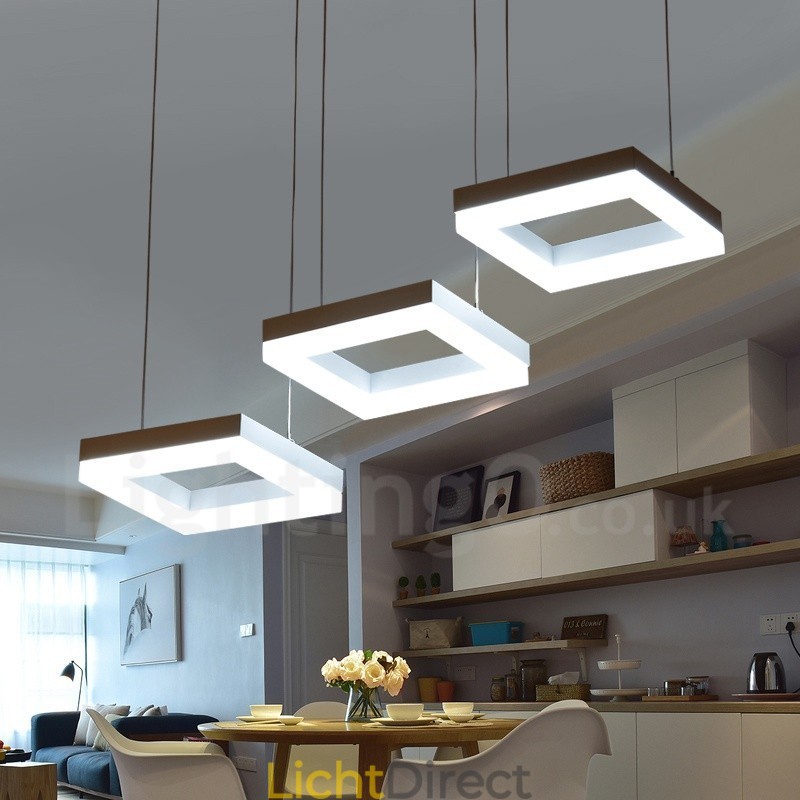 Moderne, eigentijdse hanglamp van aluminiumlegering met 3 lampen en acryl kap