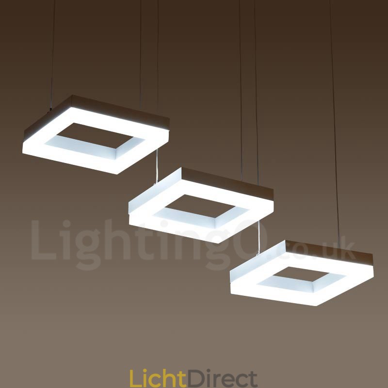 Moderne, eigentijdse hanglamp van aluminiumlegering met 3 lampen en acryl kap