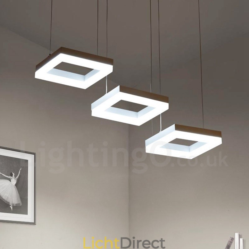Moderne, eigentijdse hanglamp van aluminiumlegering met 3 lampen en acryl kap
