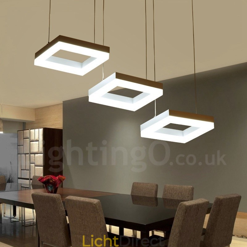 Moderne, eigentijdse hanglamp van aluminiumlegering met 3 lampen en acryl kap