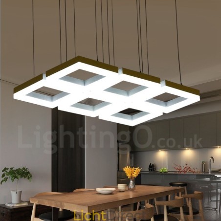Moderne, eigentijdse hanglamp van aluminiumlegering met 6 lampen en acryl kap Moderne, eigentijdse hanglamp van aluminiumlegering met 6 lampen en acryl kap