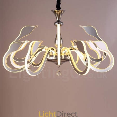 Dimbare moderne eigentijdse 12-lichts stalen kroonluchter met acryl kap