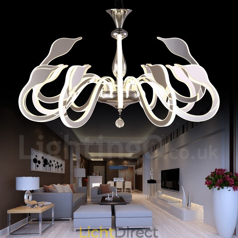 Dimbare moderne eigentijdse 12-lichts stalen kroonluchter met acryl kap