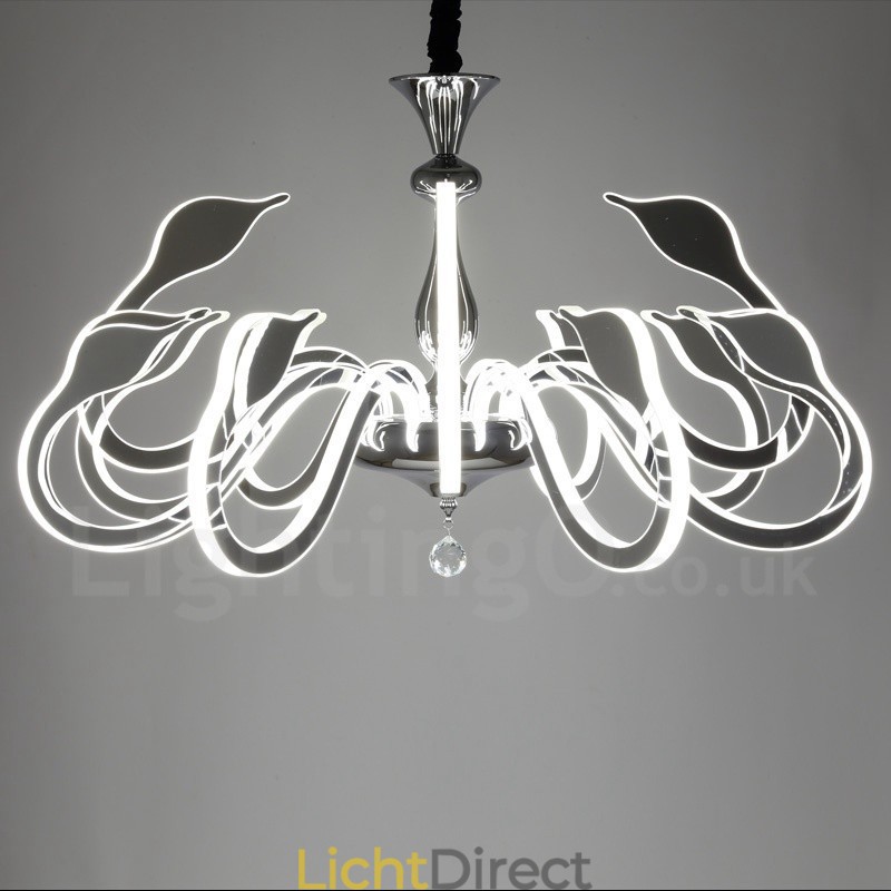 Dimbare moderne eigentijdse 12-lichts stalen kroonluchter met acryl kap