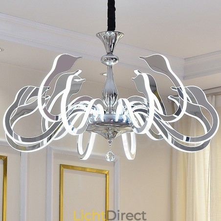 Dimbare moderne eigentijdse 10-lichts stalen kroonluchter met acryl kap