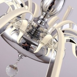 Dimbare moderne eigentijdse 6-lichts stalen kroonluchter met acryl kap