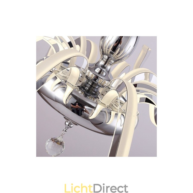 Dimbare moderne eigentijdse 6-lichts stalen kroonluchter met acryl kap