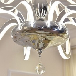 Dimbare moderne eigentijdse 6-lichts stalen kroonluchter met acryl kap