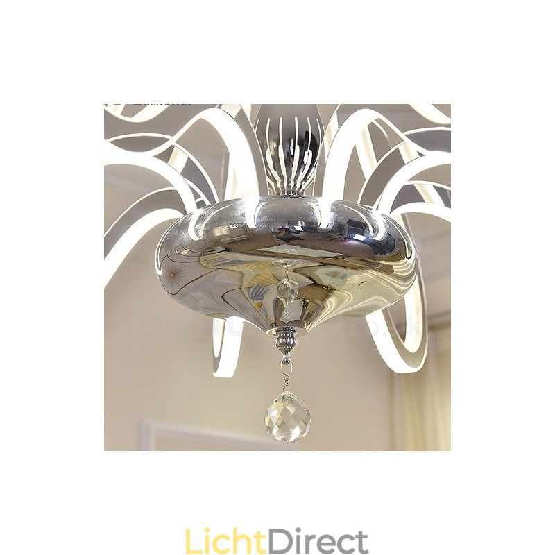 Dimbare moderne eigentijdse 6-lichts stalen kroonluchter met acryl kap